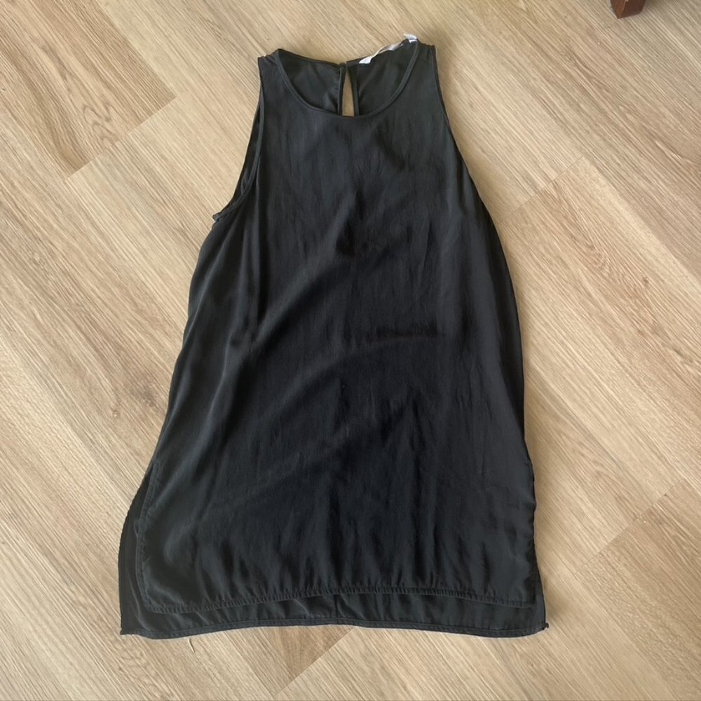 ** Athleta Washable Silk Side Slit CYA Sleeveless Tank Black XS